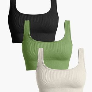 3 Pack Ribbed Scoop Neck Lounge or Sports Bra